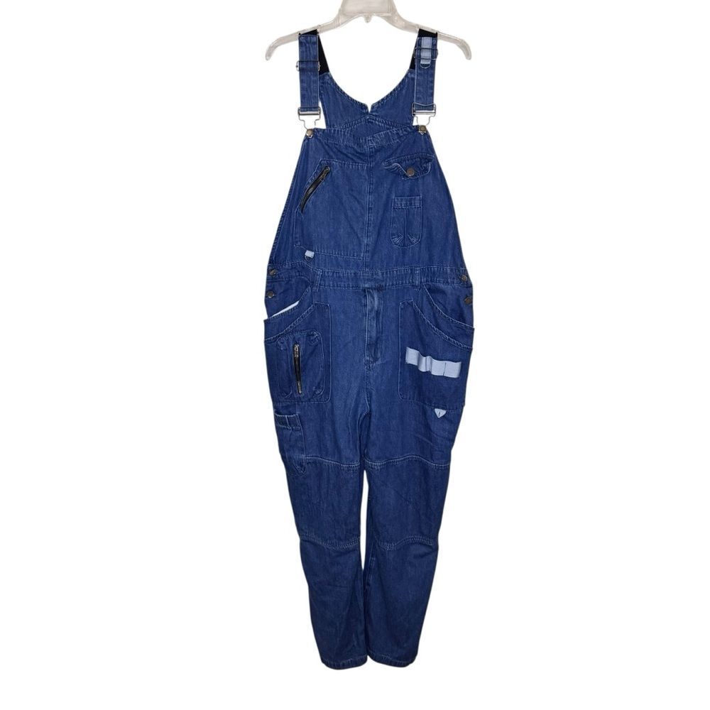 Funky Full of Zippers Unzip Bottom Denim Unisex Y2K 90s Overalls Size XL